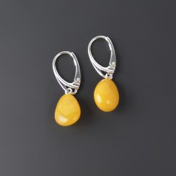 Medium long amber earrings butter beads